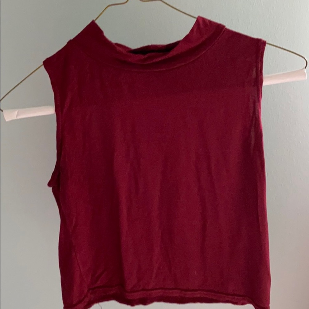 Red High Neck Crop Top